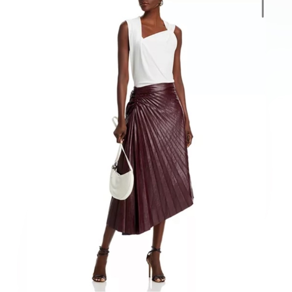 A.L.C. Deep Red Pleated Maxi Skirt